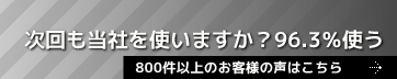 次回も当社を使いますか？96.3％使う